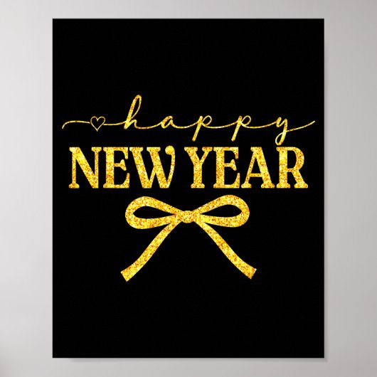 Happy New Year Coquette Bow New Year Party Family  Poster (Vorne)