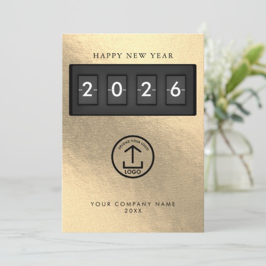 Happy New Year Corporate Business Logo Gold (Stehend Vorderseite)