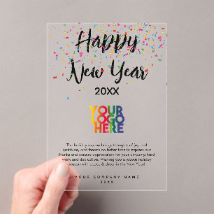 Happy New Year Corporate Business Logo Holiday Acryleinladungen