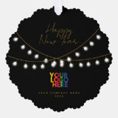 Happy New Year Corporate Business Logo Holiday Ornament Karte (Vorderseite)