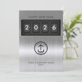 Happy New Year Corporate Business Logo Metallic (Stehend Vorderseite)