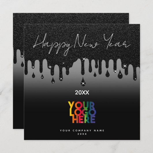 Happy New Year Corporate Business Logo Schwarz (Vorne/Hinten)