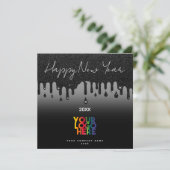 Happy New Year Corporate Business Logo Schwarz (Stehend Vorderseite)