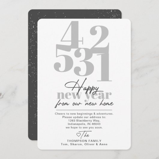 Happy New Year Countdown Moving Ankündigung (Vorne/Hinten)