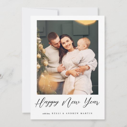 Happy New Year Couple Family Lovers Fotos Custom Dankeskarte (Vorderseite)