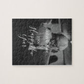 Happy new year couple photo name year black white puzzle (Horizontal)