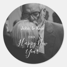 Happy new year couple photo name year black white