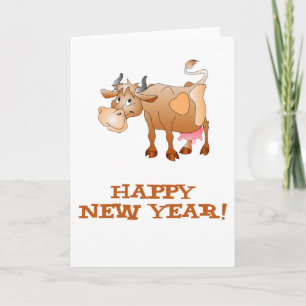 Happy New Year Cow Feiertagskarte