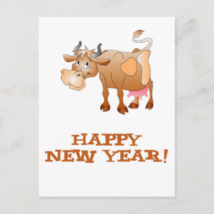 Happy New Year Cow Feiertagspostkarte