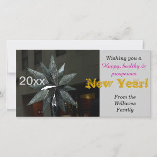 Happy New Year Crystal Star Card Feiertagskarte