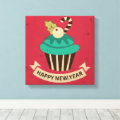 Happy New Year Cupcake Leinwanddruck (Insitu (Holzboden))