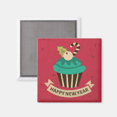 Happy New Year Cupcake Magnet (Vorderseite/Rückseite)