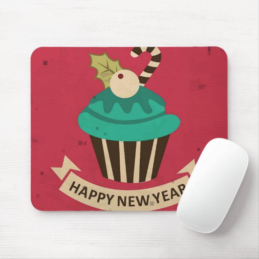 Happy New Year Cupcake Mousepad (Mit Mouse)