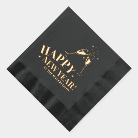 Happy New Year Custom Event Champagner Stars Servietten Mit Folie (Rechts)