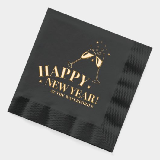Happy New Year Custom Event Champagner Stars Servietten Mit Folie (Links)