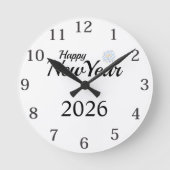 Happy New Year Custom Present Runde Wanduhr (Vorderseite)