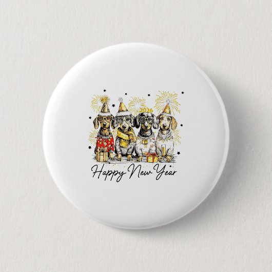 Happy New Year Dachshund Dog Lover 2026 New Year H Button (Vorderseite)