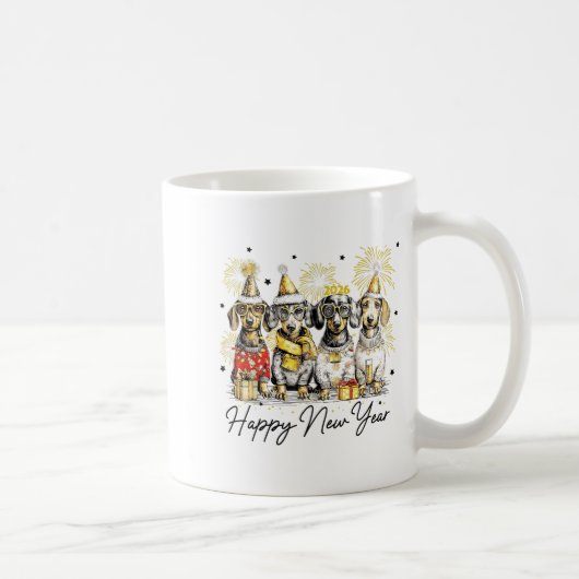 Happy New Year Dachshund Dog Lover 2026 New Year H Kaffeetasse (Rechts)