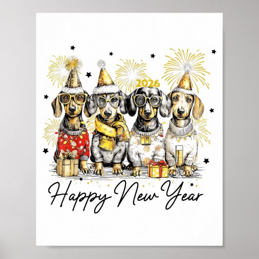 Happy New Year Dachshund Dog Lover 2026 New Year H Poster (Vorne)
