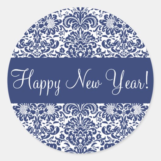 Happy New Year Damask Envelope Sticker Siegel (Vorderseite)