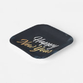 Happy New Year Deep Blue Strokes Pappteller (Gewinkelt)