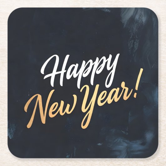 Happy New Year Deep Blue Strokes Rechteckiger Pappuntersetzer (Vorderseite)