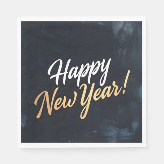 Happy New Year Deep Blue Strokes Serviette (Vorderseite)