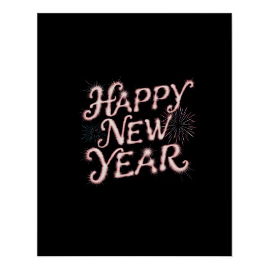 Happy New Year Digital Art Design Poster (Vorderseite)
