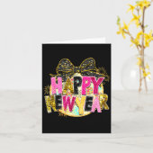 Happy New Year Disco Ball Coquette Bow New Years E Karte (Gelbe Blume)