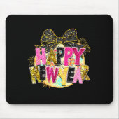 Happy New Year Disco Ball Coquette Bow New Years E Mousepad (Vorne)