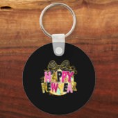 Happy New Year Disco Ball Coquette Bow New Years E Schlüsselanhänger (Vorderseite)