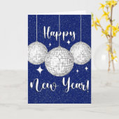 Happy New Year Disco Balls Karte (Gelbe Blume)