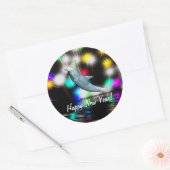 Happy New Year Dolphin and Fireworks Runder Aufkleber (Umschlag)