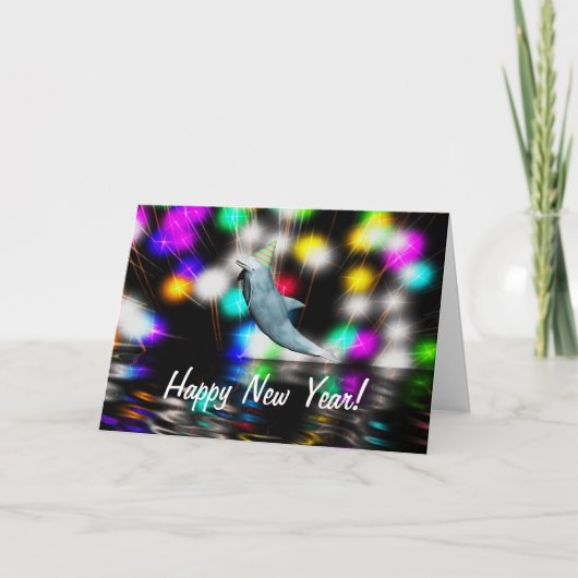 Happy New Year Dolphin Feiertagskarte (Vorderseite)