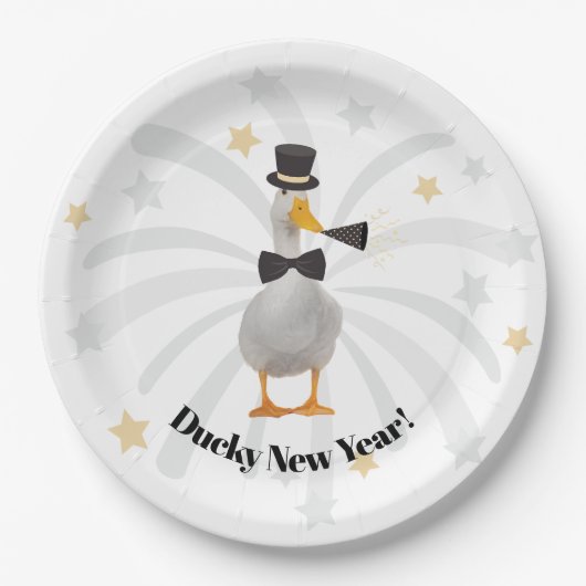 Happy New Year Duck Pappteller (Vorderseite)