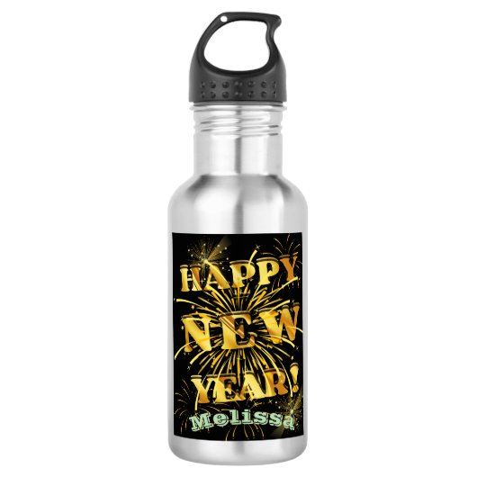 Happy New Year Edelstahlflasche (Vorderseite)