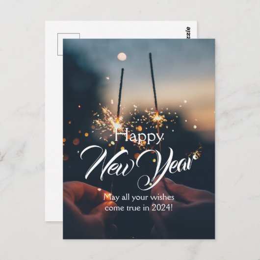 Happy New Year Editable Postcard Postkarte (Vorne/Hinten)