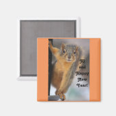 Happy New Year Eichhörnchen Magnet (Vorderseite/Rückseite)