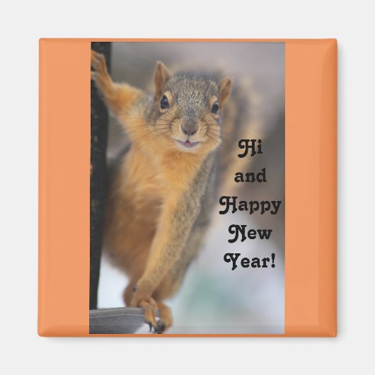Happy New Year Eichhörnchen Magnet (Vorne)