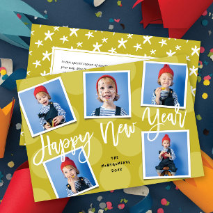 Happy New Year Einfache Pinselschrift 5 Foto Moder Feiertagskarte