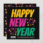 Happy New Year  Einladung (Vorne/Hinten)