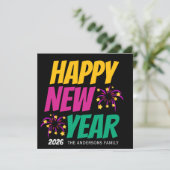 Happy New Year  Einladung (Stehend Vorderseite)