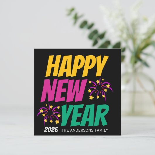 Happy New Year Einladung (Stehend Vorderseite)