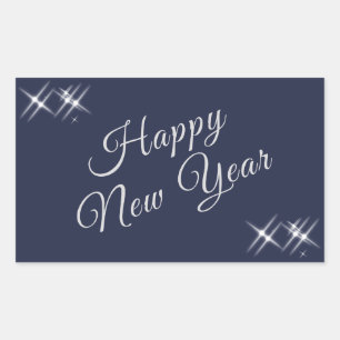 Happy New Year Elegante Glitzern Navy Blue Rechteckiger Aufkleber