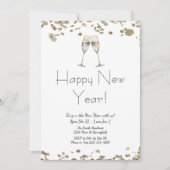 Happy New Year Elegante Gold Glitzer und White Einladung (Vorderseite)