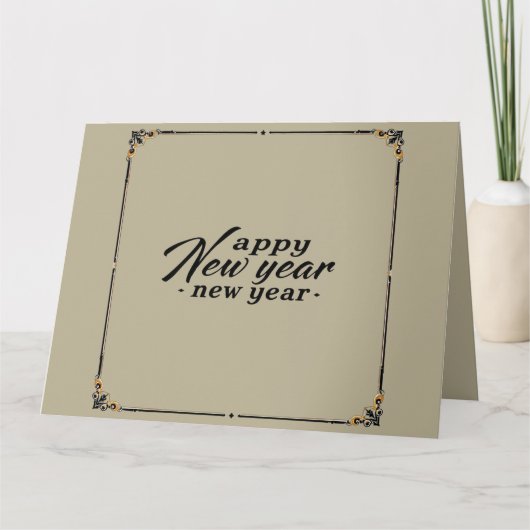 Happy New Year Elegante Gold Script Card Dankeskarte (Vorderseite)