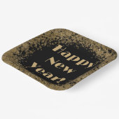 Happy New Year Elegante Gold und Black Glitzer Pappteller (Gewinkelt)