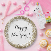 Happy New Year Elegante Gold und Weiß Pappteller (Party)