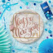 Happy New Year Elegante Rose Gold Script Pappteller (Party)