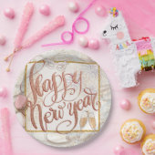Happy New Year Elegante Rose Gold Script Pappteller (Party)